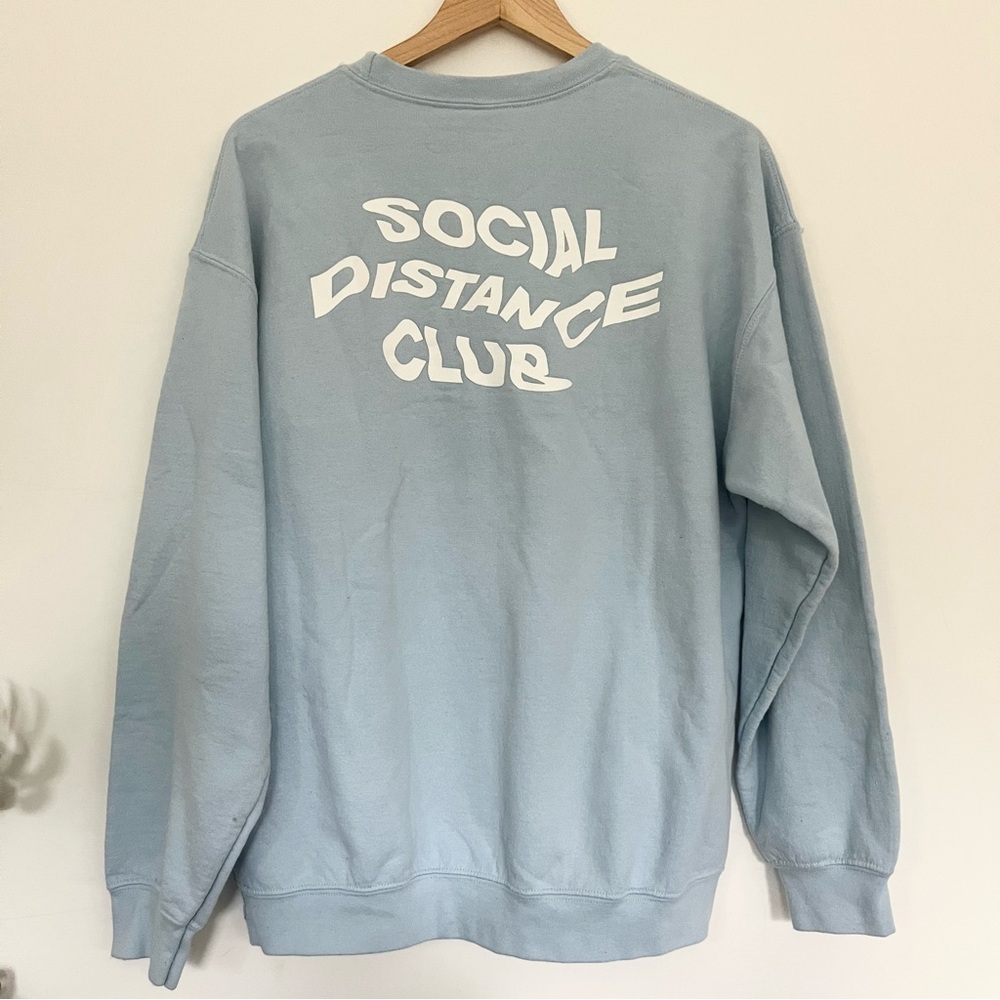 PacSun Social Distance Club Light Blue Crewneck Sweater Sz M Women’s Anti Social